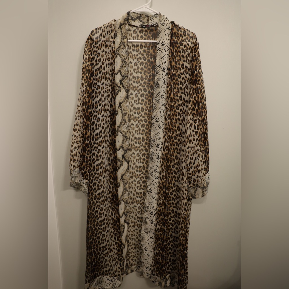Cheetah print and snake skin cardigan